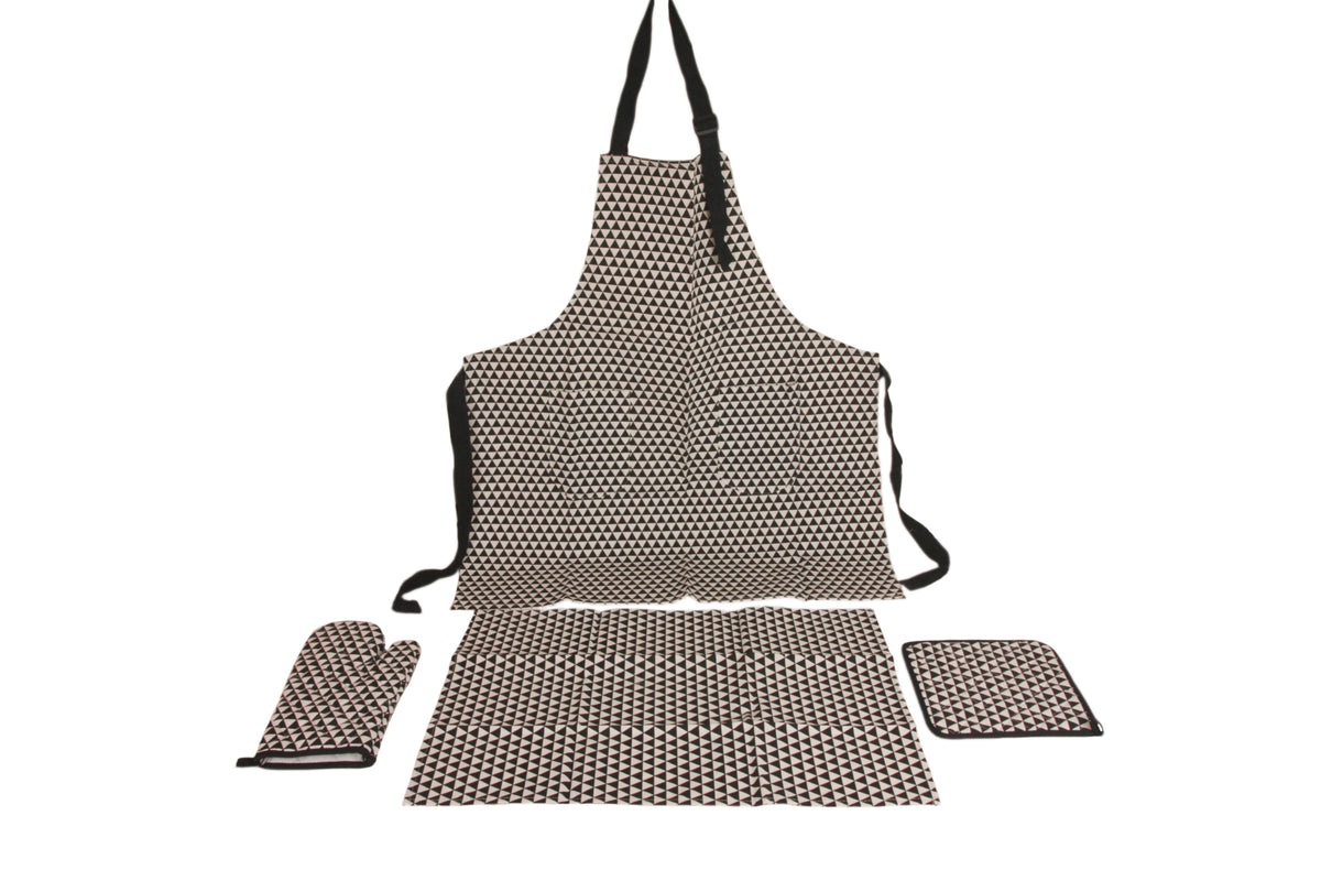 Geometric Cotton Apron Sets Evideco